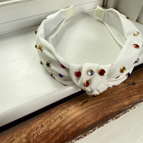 Anthropologie Embellished White Knot Headband - Picture 3 of 5